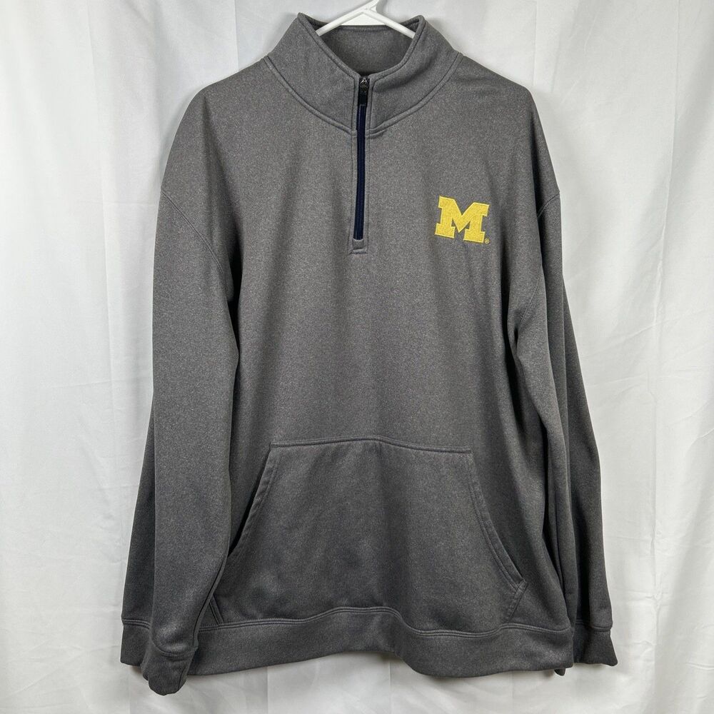 Knights Apparel Michigan Wolverines 1/4 Zip Pullover XL 46/48 Gray Fleece
